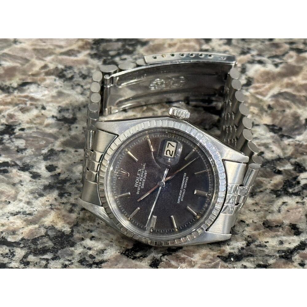 Rolex Datejust 36mm 1603 1988 Hashed Engine Turn Bezel Jubilee Band Blue Dial - Picture 5 of 11